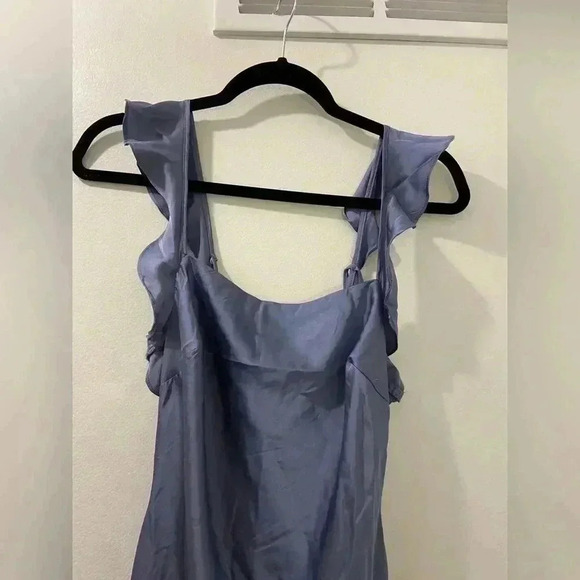 ASTR the Label BRYNA RUFFLE STRAP SATIN MAXI DRESS SZ XS slate blue - Picture 5 of 8